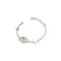 philipp plein pjzea12bu bracelet pour femme en acier inoxydable avec rose et cœur roché