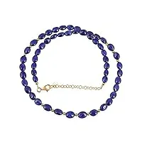 gemstone couture collier de perles de saphir bleu naturel, bijoux en perles de pierres précieuses faites à la main en argent sterling 925 pour femmes - 50 cm