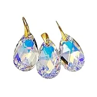 boucles d'oreilles et pendentifs en cristal aurora - plaqué argent - or 24 carats