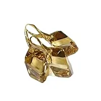 arande crystal elegance : ensemble de colliers avec ombres dorées, boucles d'oreilles, chaîne et pendentif, plaqué argent 24 carats, certificat