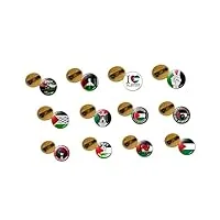 12 broches drapeau palestinien, pin's palestinien, badges, vêtements et accessoires de sac, 2.5x2.5cm/0.98x0.98inches, alliage/verre, drapeau palestinien