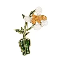 aquti broche botanique réaliste pour femme - décoration de vêtements tendance - décoration de fête (4 x 6 cm) - fait à la main, acier allié