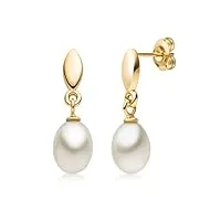 materia by matthias wagner go-11 boucles d'oreilles pendantes en or 333 avec perles pour femme, perle