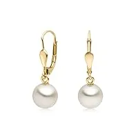 materia by matthias wagner go-12 boucles d'oreilles pendantes avec perles en or véritable 333 pour femme, perle