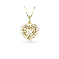 swarovski pendentif hyperbola, cœur, blanc, placage de ton or