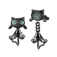 boucles d'oreilles chat pour femmes boucles d'oreilles chat noir en argent 925 hypoallergénique cadeaux chat anniversaire haloween noël bijoux