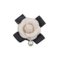 tissu art noeud broche rose perle Épinglette corsage robe chemise bijoux broches pour femmes vêtements accessoires (3opack b)