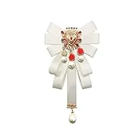 Épingles et broches de nœud papillon en tissu vintage pour accessoires pour femmes (couleur: doodle de dinosaure blanc 4) (couleur unique)