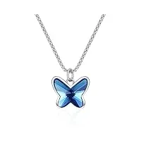 george · smith collier papillon argent pour femmes, bijoux papillon pour femmes, cadeaux saint-valentin fête des mères pour femmes épouses mamans (bleu)