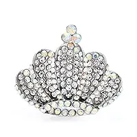 women's sparking rhinestone crown brooches for women white pink beauty crown brooch pin gifts brooches for women (color : white, size : 2.2 inch)