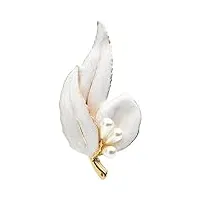 women's metal leaves-shape brooches women 3-color flower party office brooch pins gifts brooches for women (color : white, size : 2.75 inch)