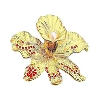 brooch brooches golden flower brooch metallic feel suit lapel pins flower brooches decoration corsage pin, retro alloy jewelry gifts brooch pins clothing accessories