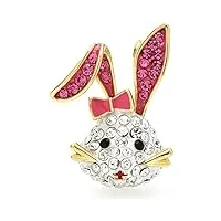 women's lapel pin large rabbit head brooches for women lovely wear bowknot bunny party office brooch pin gifts brooches for women (color : pink)