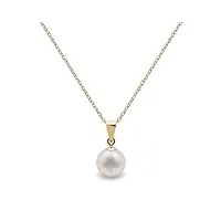 pendentif prestige en or massif 18k avec perle de culture japonaise akoya 8-8.5mm - rond, haute brillance, longueur 45.7cm - Éclat luxueux