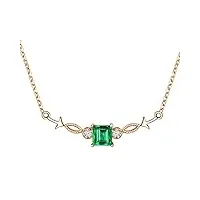 heybb collier jaune 18 carats, colliers de déclaration de mariage pour femmes, vert avec diamant et émeraude 0,29 ct