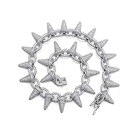 ondian collier d'accessoires ， bracelet et collier créatifs à rivets punk de luxe pour hommes hip hop bracelet et collier plaqués micro-simulés en diamant 18 carats
