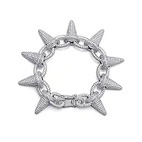ondian collier d'accessoires ， bracelet et collier créatifs à rivets punk de luxe pour hommes hip hop bracelet et collier plaqués micro-simulés en diamant 18 carats