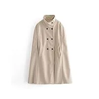 sukori manteaux pour femme mode manteaux de manteaux de manteaux de manteaux streetwear streetwear fleece stand col collier trench-brochette cape (color : beige, size : us-size s)