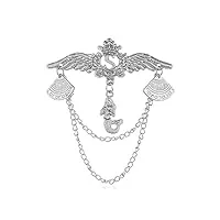 rétro marine style diamant ange ailes gland chaîne broche accessoires s sirène costume accessoires vêtements accessoires (color : silver)
