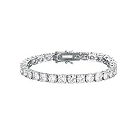 rc-bkkxxeav bracelet for femme et homme, plaqué argent et or blanc, bijoux de fête brillants, serrure à combinaison, bracelet de tennis de 2mm, 925 (color : 5mm, size : 17cm)