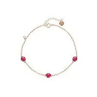 anazoz bracelet femme personnalisé, incrusté de rubis ovales lab created 1.26ct, 3.5x4.3mm, or rose 18 carats fantaisie