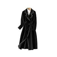 rotakuma femmes woolen coat turn collier femmes longue woolen manteau laine femmes automne couteau chaud (color : black, size : l)