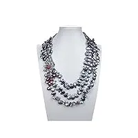 feecoz bijoux 3 rangées naturel noir keshi pièce de monnaie perle collier en cristal rouge pavé fleur cristal connecteur for les femmes remplir accessoires de mode