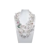 feecoz bijoux 3 brins naturel blanc keshi perle collier en cristal coloré pavé pendentif en cristal 18 pouces remplir accessoires de mode