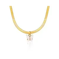 collier en cuivre à chevrons pour femme avec pendentif papillon tendance et chaîne plate créative, taille unique, cuivre, pas de gemme