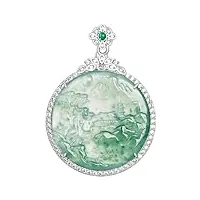 komaucin boutique collier avec pendentif sculpté manuel en jade 100 % naturel véritable qualité a certifié jadéite birmane pour homme ou femme, taille unique, collier non inclus, agate