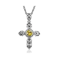 xqmart collier pendentif croix en argent sterling 925 pour femmes, avec pierre émeraude, bijoux fins de fête, cadeaux pour femmes ()