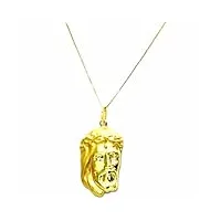 pegaso gioielli collier femme en or jaune 18 carats (750) chaîne vénitienne pendentif religieux visage tête jésus-christ, 0, or, sans objet