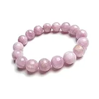 haoduoo bracelet 12mm naturel véritable violet kunzite pierre précieuse cristal perle ronde extensible femme hommes bracelet aaaa