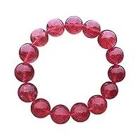 haoduoo bracelet 15mm véritable naturel rouge glace fraise quartz pierre précieuse gros cristal perle ronde femmes bracelet extensible aaaaa