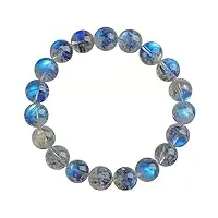 haoduoo bracelet 10mm naturel bleu clair pierre de lune pierre gemme cristal extensible perle ronde bracelet femme dame