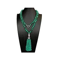 mqxfczux colliers pour femme sautoir vert turquoise cubic zirconia pave pave cap tassel mala 42 pouces