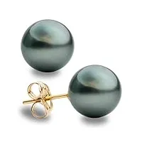 boucles d'oreilles en perles de culture de tahiti noires rondes de 9-9,5 mm secret & you - boucles d'oreilles femme en or 18k