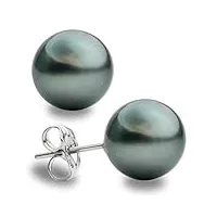 boucles d'oreilles en perles de culture de tahiti noires rondes de 8-8,5 mm secret & you - boucles d'oreilles femme en or 18k