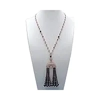 accessoires de mode bijoux 21 pouces 4-10 mm naturel grenat cornaline micro pendentif cristal pavé chaîne pendentif collier remplir (style : garnet)