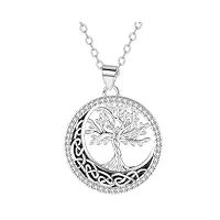 micory collier arbre de vie pour femme argent sterling 925 rond pendentif colliers pour femmes filles bijoux, réglable (45+5cm)