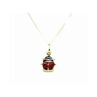 pegaso gioielli collier femme en or jaune 18 carats (750) chaîne veneta pendentif coccinelle rouge porte-bonheur, 0, or, pas de gemme