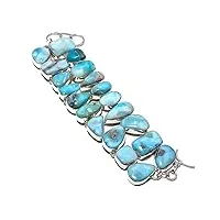 vachee bracelet lourd fait à la main larimar bleu des caraïbes 8 "pour filles femmes bijoux plaqués argent sterling 925 de 1370