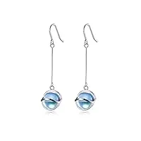 boucles d'oreilles en argent sterling 925 avec perles rondes en verre pour femme - bijoux de fête élégants - boucles d'oreilles haut de gamme (ab) (a b)