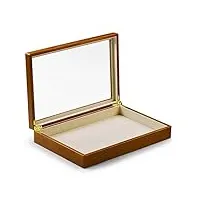 boîte à bijoux fin en bois massif, boîte de rangement de bijoux, collier, pendentif, bague, boîte d'affichage (beige 1 grille)