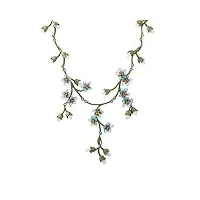 collier de perles pour femmes, pièces en cuivre, peinture en aérosol, myosotis, chaîne de clavicule, collier de niche de tempérament