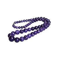 jewizjst natural stone pendant 6-16mm naturel violet charoite gemme cristal perle ronde longue chaîne collier femme aaaaa