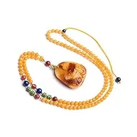 jewizjst natural stone pendant collier pendentif en cristal de pierre précieuse d'ambre naturel jaune véritable de 4 mm aaaaa