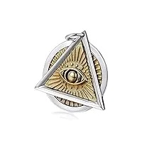 pendentif triangulaire oeil d'horus pour homme, collier pendentif gothique oeil du diable en argent sterling s925, argent, pendentif + chaîne 50 cm