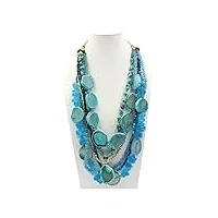 bianmtsw bijoux lourds 23-31 pouces 6 brins bleu agate jade collier en cristal turquoise remplir colliers pour femme