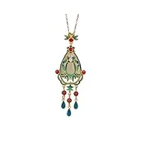 colliers en argent sterling 925 plaqué or et jade pour femmes, collier vintage en émail lotus avec pendentif pompon